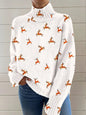 Women's Christmas Printed Turtleneck Sweater