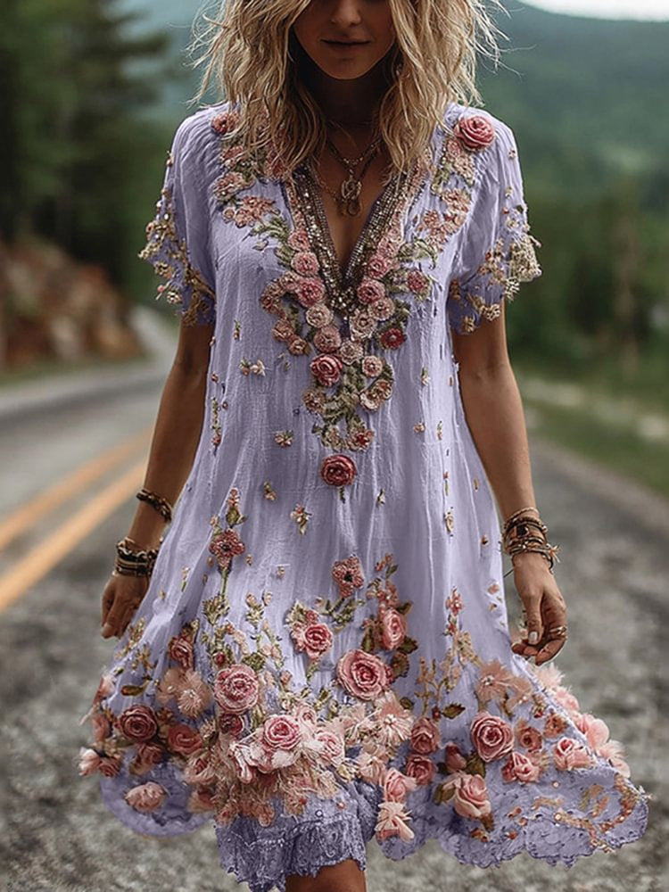 Women's Fashionable New Flower Striped Vest Dress
