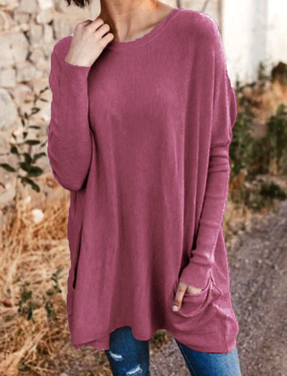 Women's Casual Pocket Loose Long Sleeve Top