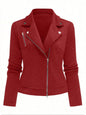 Women's Oblique Zipper Fastener Decoration Slim Casual Jacket