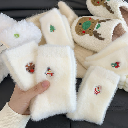Women's Autumn And Winter Style White Mink Fur Christmas Stockings