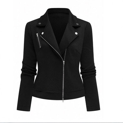 Women's Oblique Zipper Fastener Decoration Slim Casual Jacket
