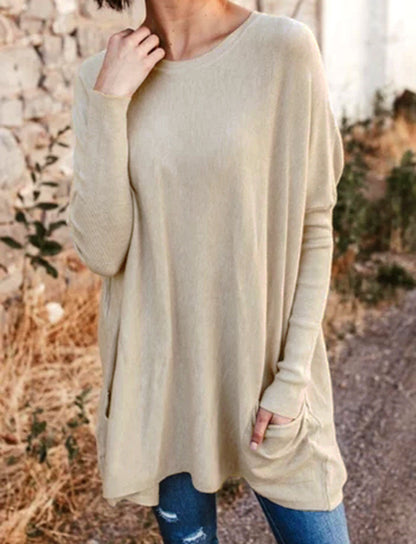 Women's Casual Pocket Loose Long Sleeve Top
