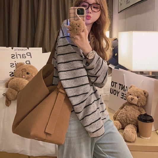 Autumn And Winter Lazy Style Loose Feeling Brushed Base Shirt