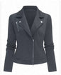 Women's Oblique Zipper Fastener Decoration Slim Casual Jacket