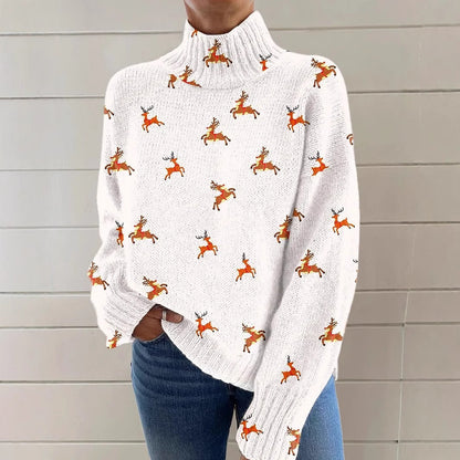 Women's Christmas Printed Turtleneck Sweater