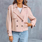 Women's Fashion Casual Short Double-breasted Trench Coat
