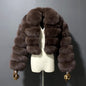 Women's Fur Coat Fox Fur Stitching Short Lapel Long Sleeve Coat