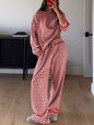 Loose-fitting Striped Long Sleeves Trousers Homewear