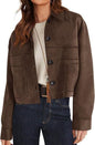 European And American Style Women Faux Suede Short Jacket Casual Lightweight Autumn Fashion