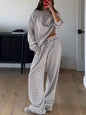 Loose-fitting Striped Long Sleeves Trousers Homewear