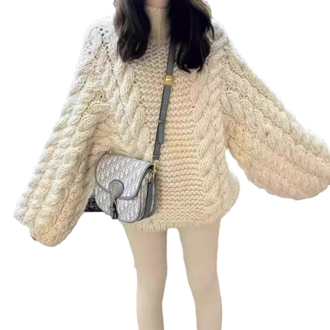 Women's Sweater Round-neck Flared Sleeves Knitted