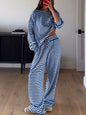 Loose-fitting Striped Long Sleeves Trousers Homewear