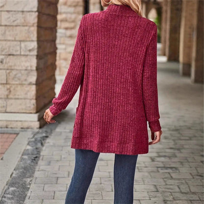 Women's Solid Color Casual Patchwork Long Sleeve Cardigan Jacket