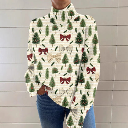 Women's Christmas Printed Turtleneck Sweater