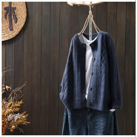 Loose All-match Twist Woolen Knit Outer Wear Cardigan Retro Thickened Knitting