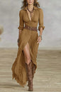 Women's Sexy Solid Color Irregular Pleated With Belt Dress